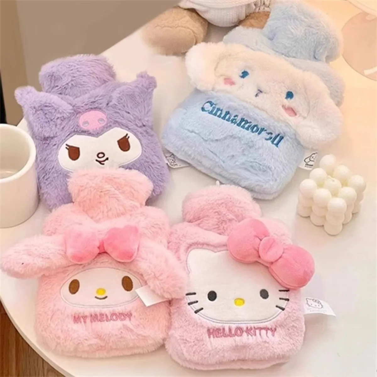 500ml Hello Kitty Plush Hand Warmer Hot Water Bag Kawaii New Cartoon Kuromi Winter Reusable Heating Hot Water Bottle Gifts