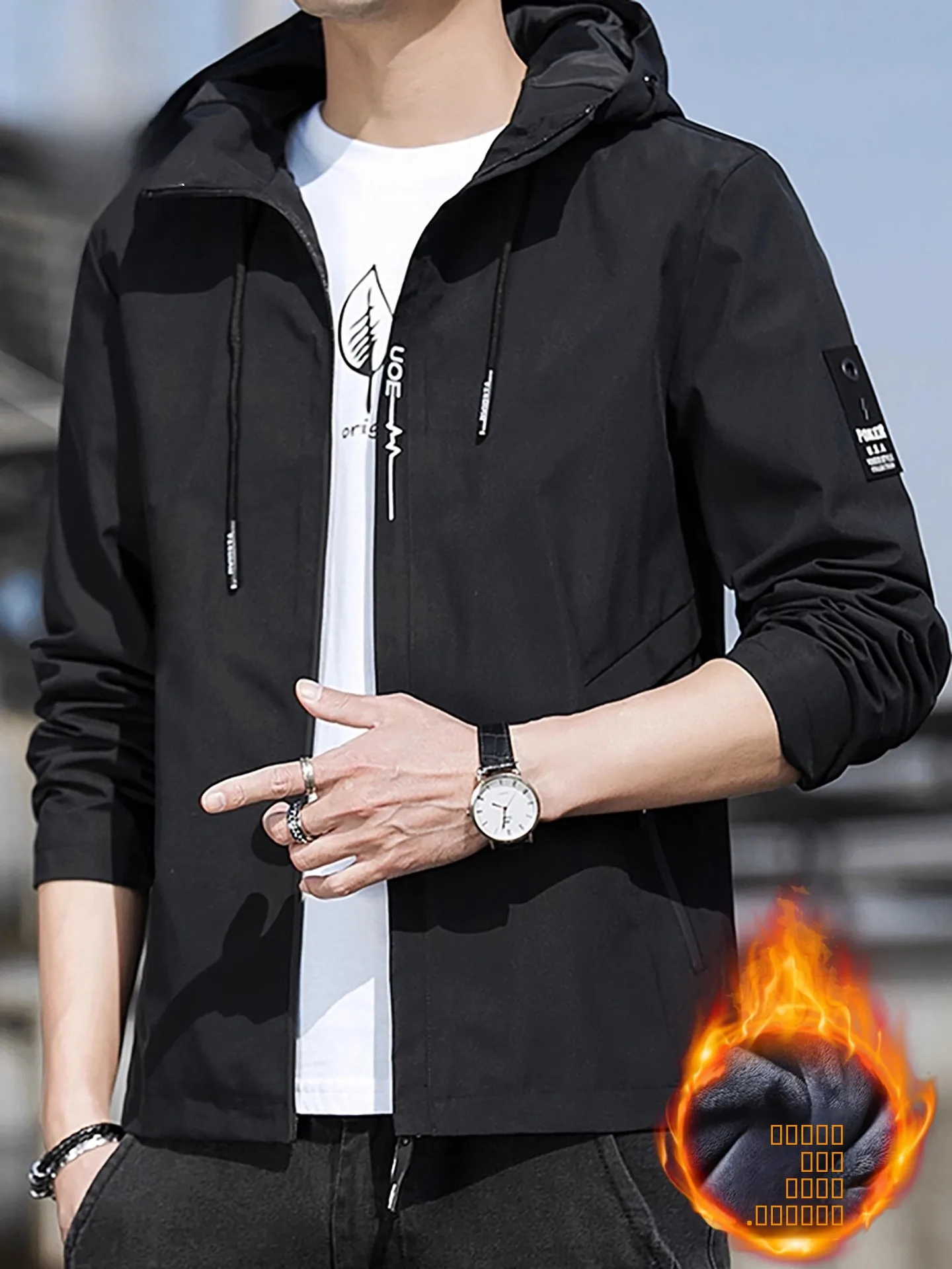 

Thiened Fce Men's Jaet Autumn Winter New Sle TUCANO Loose Fit Windproof Hooded Casual Outerwear Polyester Fabric