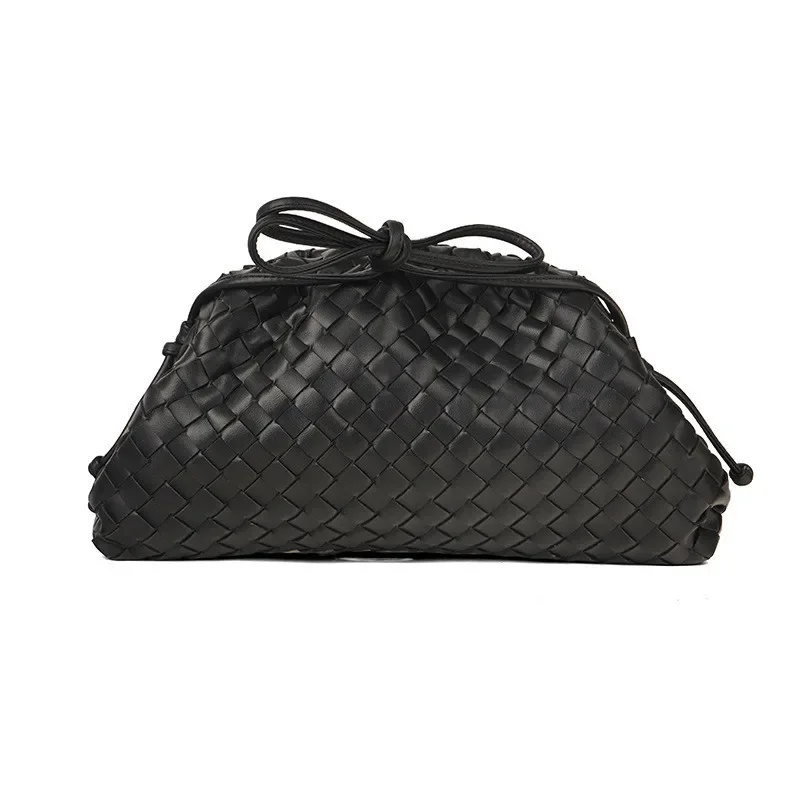 Pure Color New Clouds Woven Bag Large Explosive Fashion High Quality Large Capacity Clip Bag Clutch Dumpling Bag