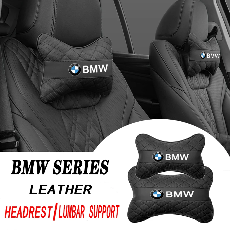 Car Leather Headrest Seat Lumbar Pillow Accessories For BMW E36 E46 E53 E90 E60 E61 E93 E87 X1 X3 X5 X7 F30 F20 M F10 E28 G30