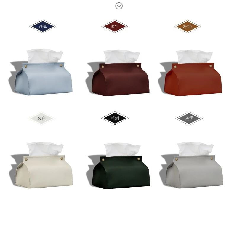 European Style Tissue Bag PU Leather Napkin Holder Foldable Tissue Box Home Office Waterproof Dustproof Storage Sundries Bag