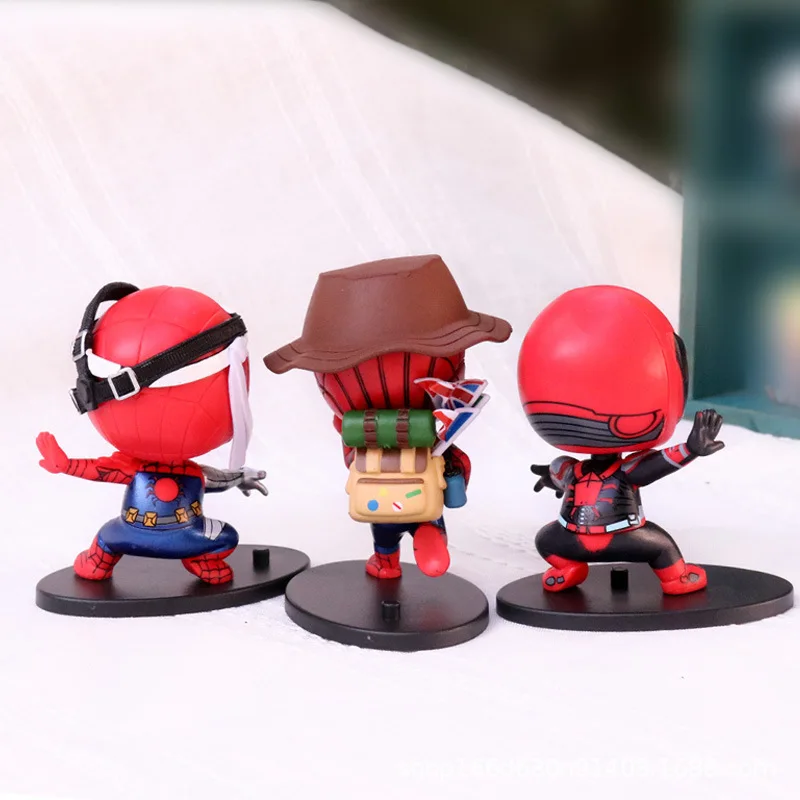 Anime Hand-made New Q Version 3 Spider-Man Creative with Hat Back Bag with Base Egg Twister Doll Ornaments Doll. view 3