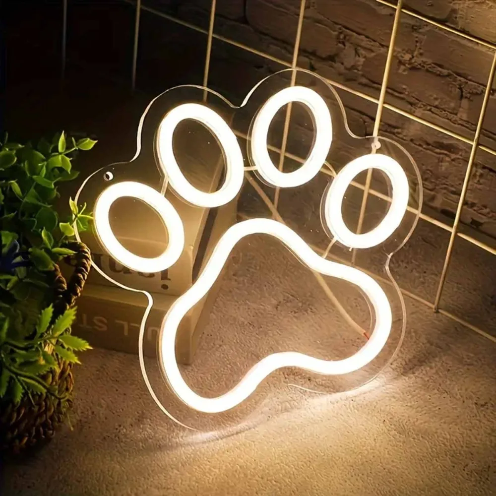 Paw Print LED Neon Sign Decor, for Home/Office/Shop Ornaments, Gift for Birthday/Wedding/Anniversaries/Parties/Festivals Display