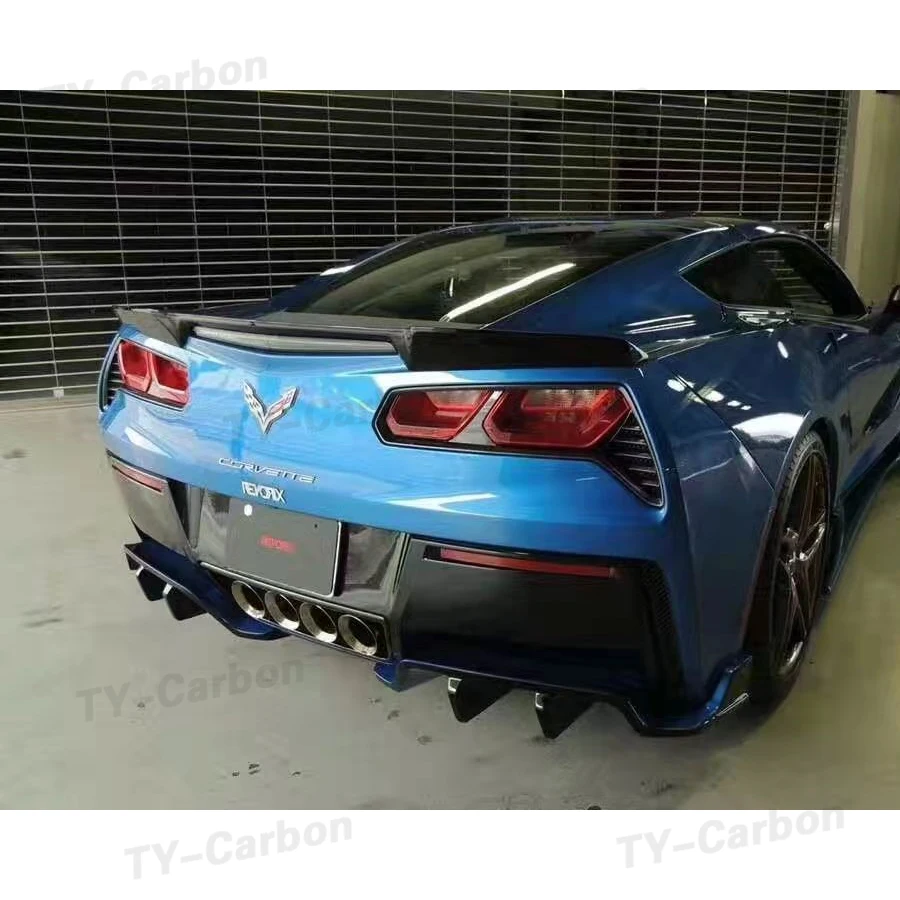 High Quality Carbon Fiber Car Rear Bumper Lip Auto Car Diffuser Splitter For Chevrolet Corvette C7 Sport 2014-2018