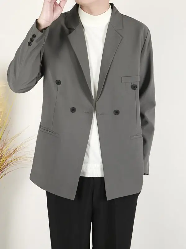 

Мужской повседневный однобортный пиджак для весны и осени, молодежный, модный, для свадьбы, приталенный, с длинным рукавом, цветной