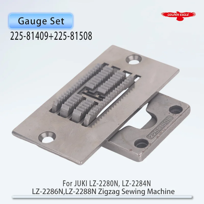 Conjunto de medidores para juki LZ-2280N, LZ-2284N, LZ-2286N, LZ-2288N placa de agulha para máquina de costura em ziguezague 225-81409, alimentação cão 225-81508, b109
