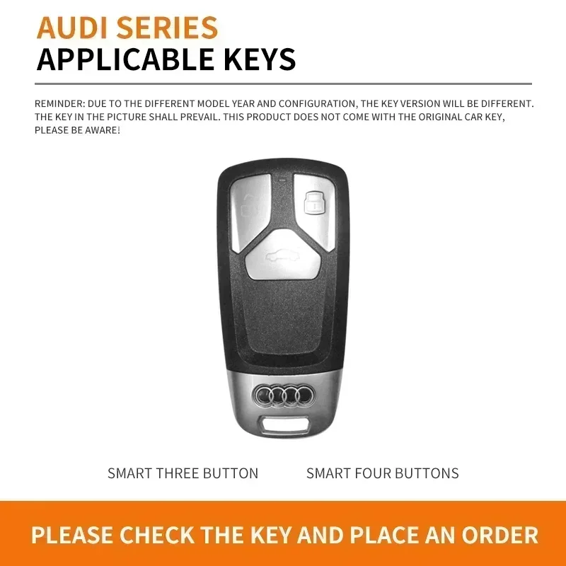 Zinc Alloy Car Remote Key Case Cover Protector Shell Keychain For Audi Sline A4 B9 A5 A6 8S 8W Q5 Q7 4M S4 S5 S7 TT TTS TFSI RS
