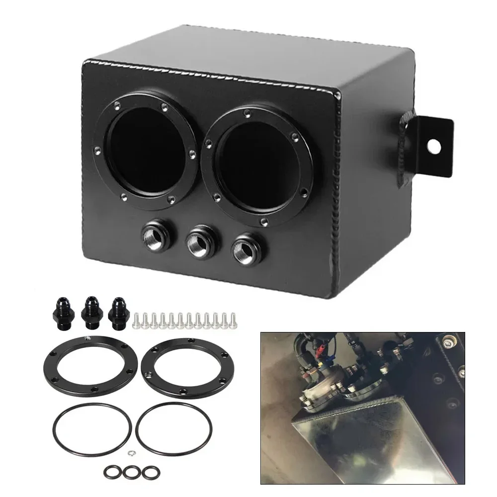 3L Car Dual Billet Fuel Surge Tank Aluminum Surge Tank Without 044 Fuel Pump with 3-6AN O-Ring Boss Fuel Ports Car Accessories
