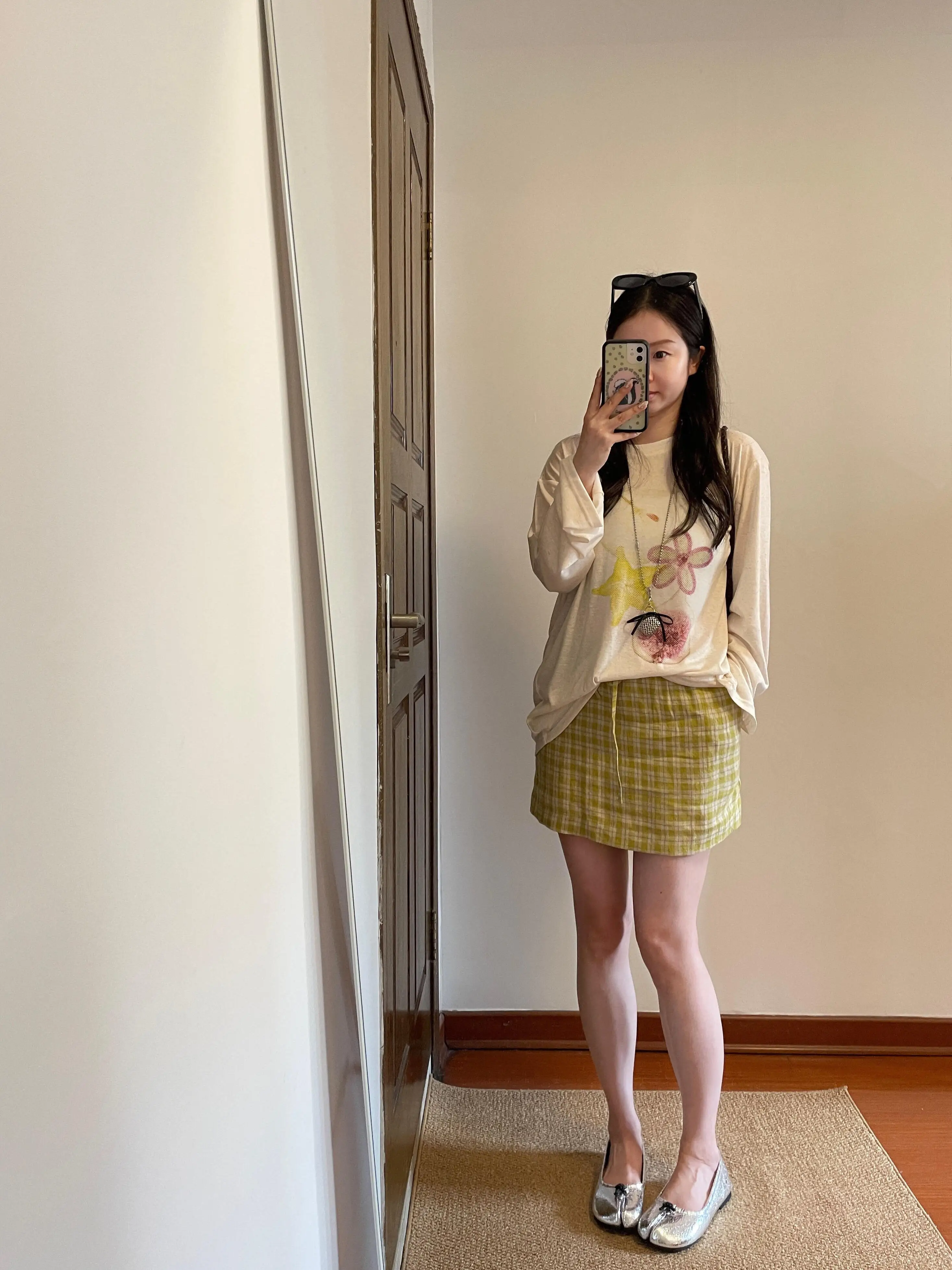 American Retro Yellow Plaid Linen Short Skirt Drawstring Anti-Light High End Natural Breathable Dry Half Skirt Women Summer