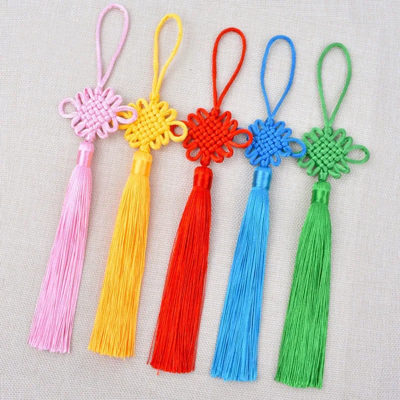 12pcs/lot Chinese Knot Tassel Silk Fringe Bangs Flower Tassel Jewelry Garment Decorative Car Key Bag Pendant DIY Craft Tassel