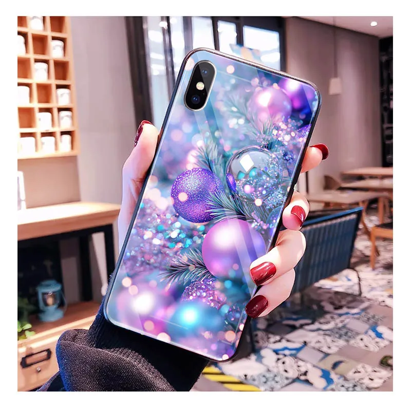 

Christmas Tree Ball Glass phone case For Samsung S25 S24 S23 S22 Ultra S24 Plus A55 A16 A54 A15 A56 A36 A34