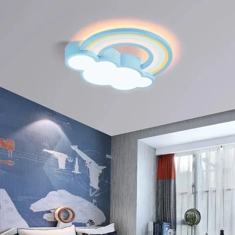 Cartoon Rainbow Cloud LED Ceiling Lamp Warm Simple Lighting Fixture For Boys Girls Princess Room Home Interior Decoration
