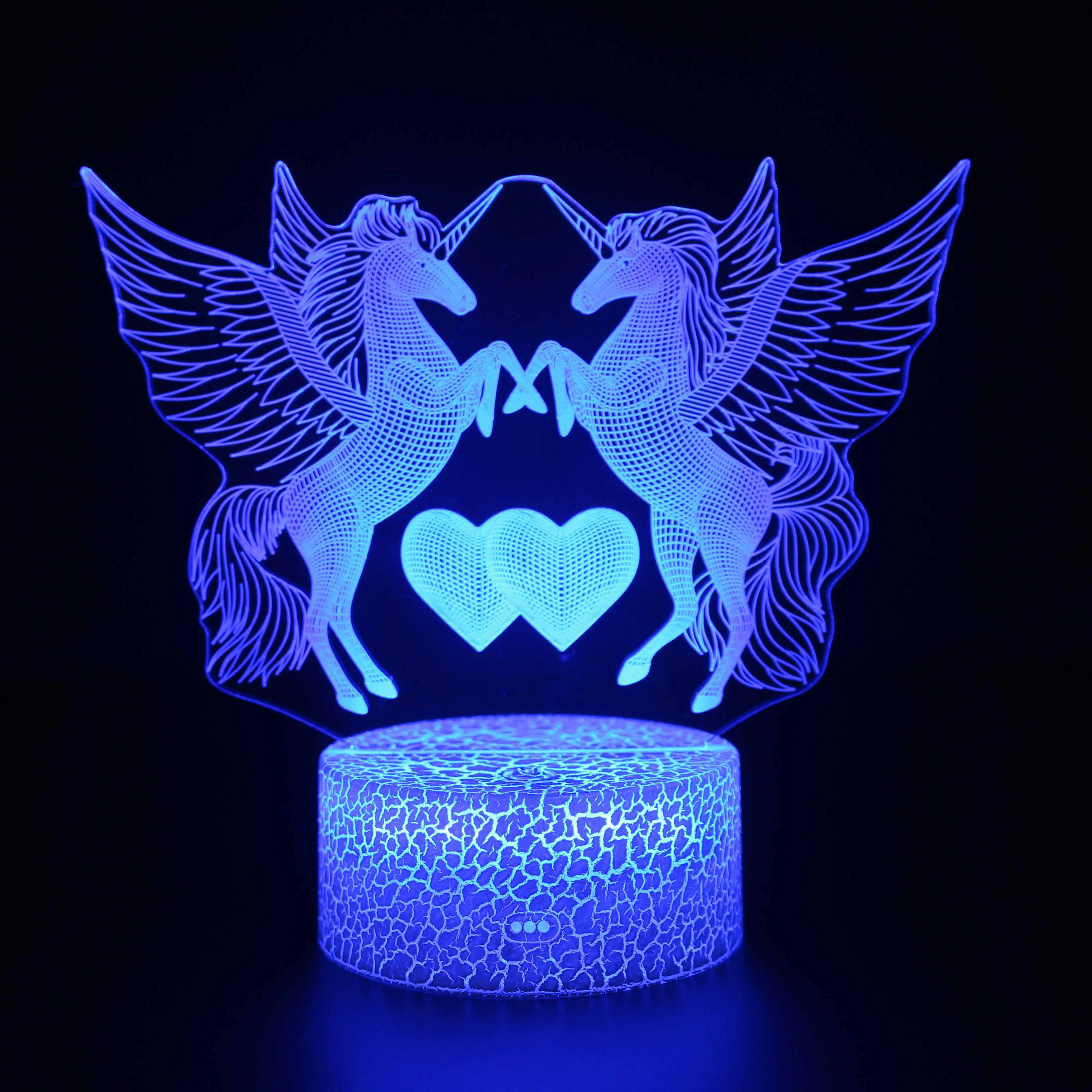 Lampu malam LED Unicorn akrilik 3D lampu malam untuk anak perempuan dekorasi kamar lampu samping tempat tidur 7 warna Unicorn hadiah untuk anak-anak lampu malam anak-anak