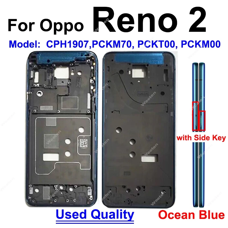 For OPPO Reno 2 Z 2Z Middle Frame Housing Cover Front LCD Frame Holder with Side Buttons Parts