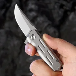 Small Flipper Assisted Folding Knife D2 Drop Point Blade 420 Stainless Steel Handle Self Defense Tool Bearing EDC Mini Knives