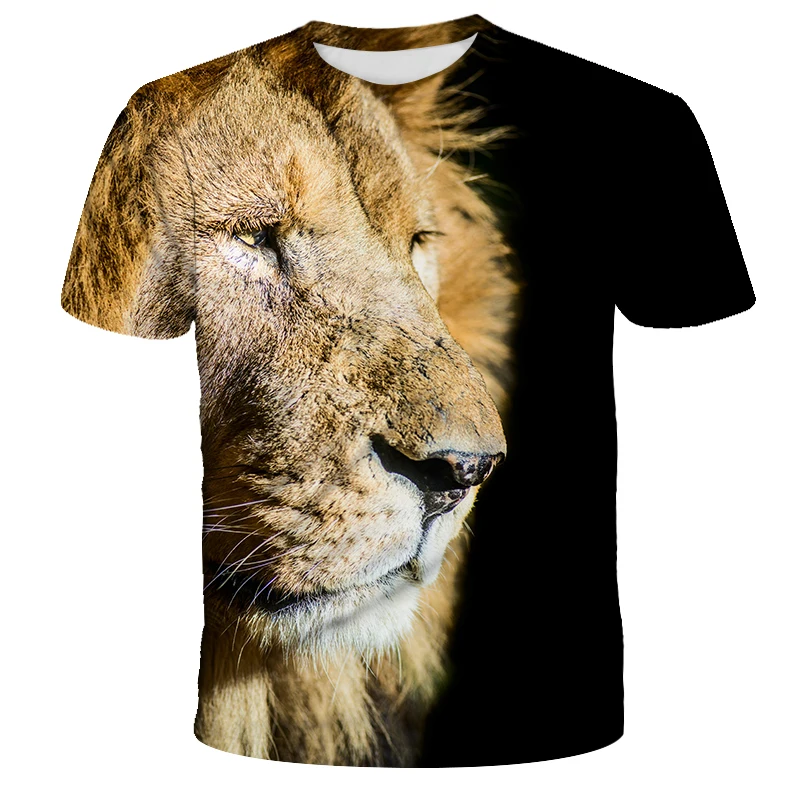 New Personality Lion Men's 3d Printing Short-sleeved T-shirt Summer Hip-hop O-neck Casual Sports Breathable Light Fitness