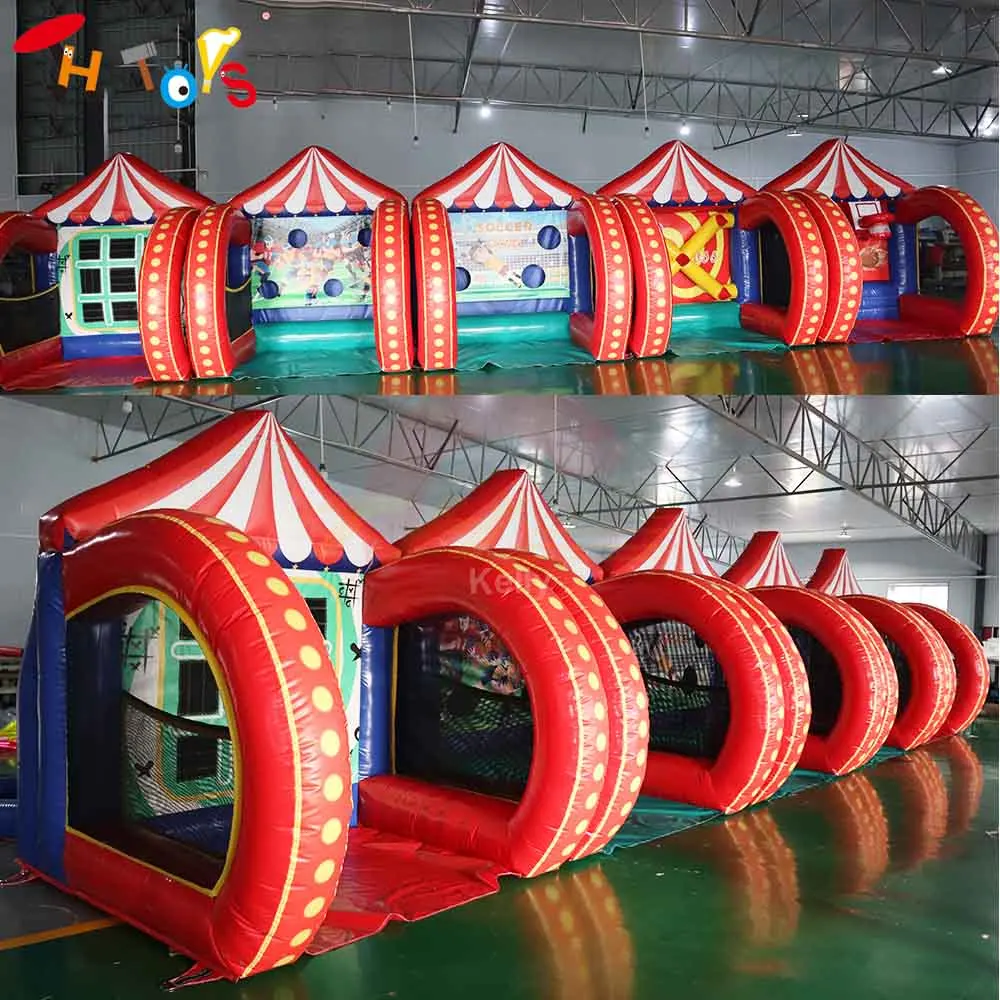 Fast Shipping 4 in 1 Inflatable Carnival Game Commercial Rental Inflatable Sport Games Soccer Rugby Shooting Toys