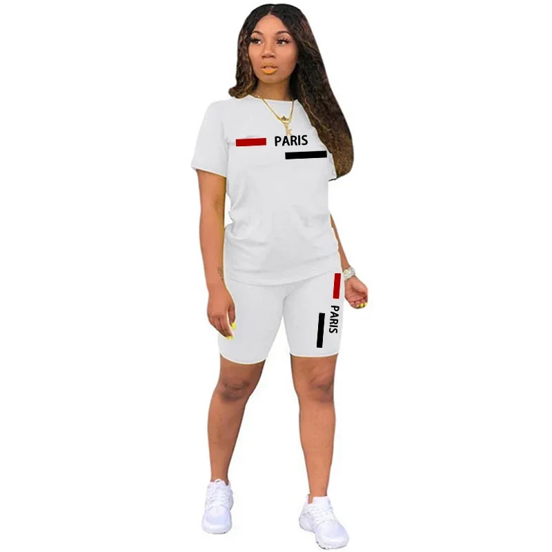 2026 Trendy Hot Sale Women Casual Summer Two Piece Set Breathable Soft Fabric O Neck Short Sleeve T Shirt Shorts Daily Tracksuit