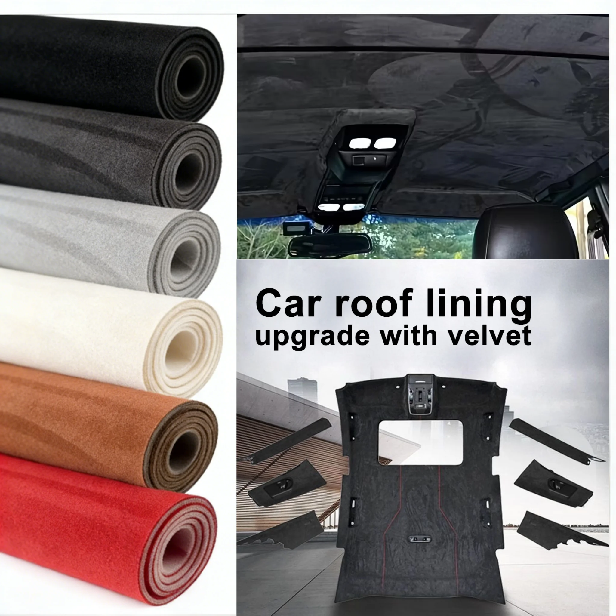

Faux Suede Car Headliner Liner Easy To Install Compatible for SUV/Van/Sedan-Vehicle Upgrade Direct Replacement Car Roof Interior