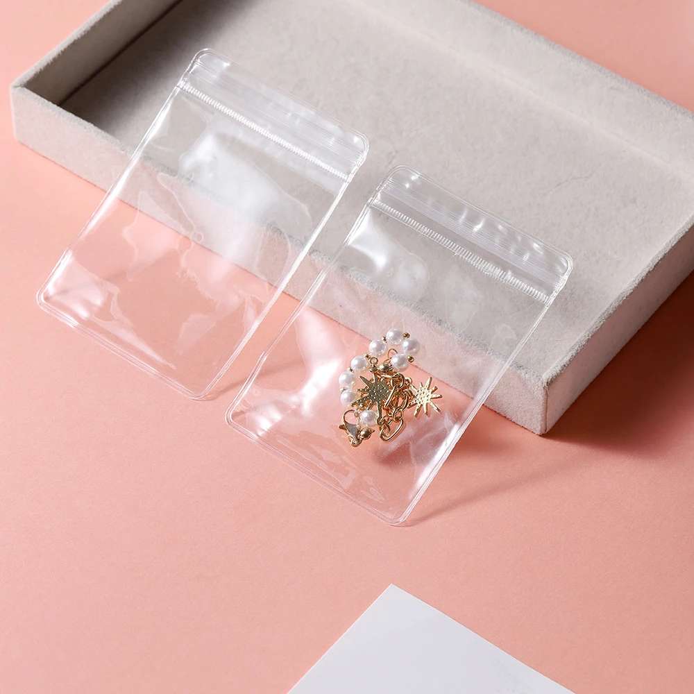 20-50 pezzi sacchetto di immagazzinaggio di gioielli in PVC trasparente per orecchini collana borse antiossidanti orecchini sacchetti di imballaggio organizzatore di gioielli