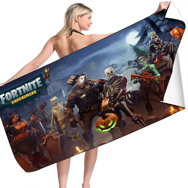 Fortnite 비치 타월 마이크로 화이버 목욕 타월 소년 소녀 소프트 웨어러블 만화 입욕 비치 스파 목욕 가운 워시 의류 빠른 건조