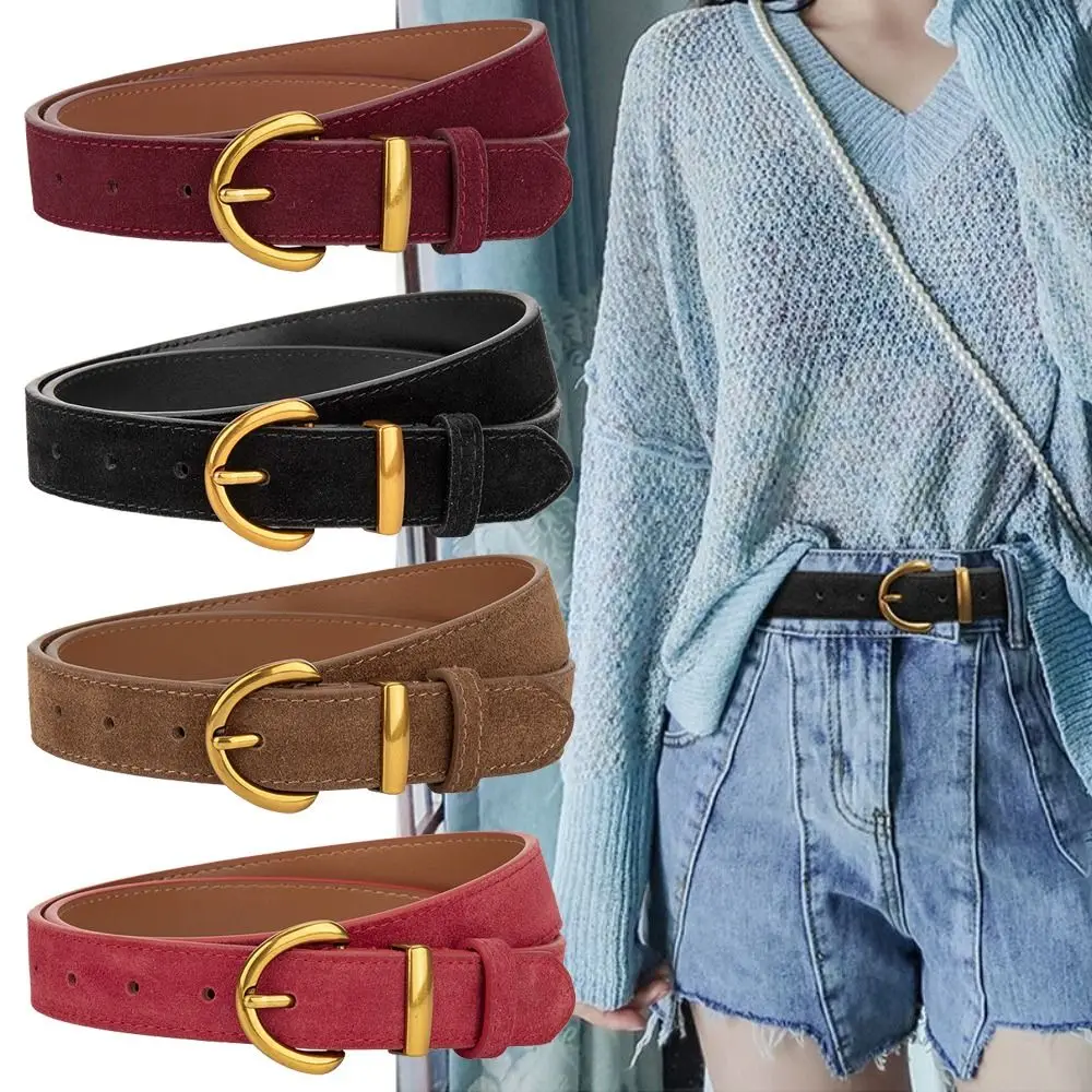 Fashion Luxury Design Suede Leather Belt Casual Versatile Pin Buckle Waistband Trendy Trouser Dress Belts Women's Belt