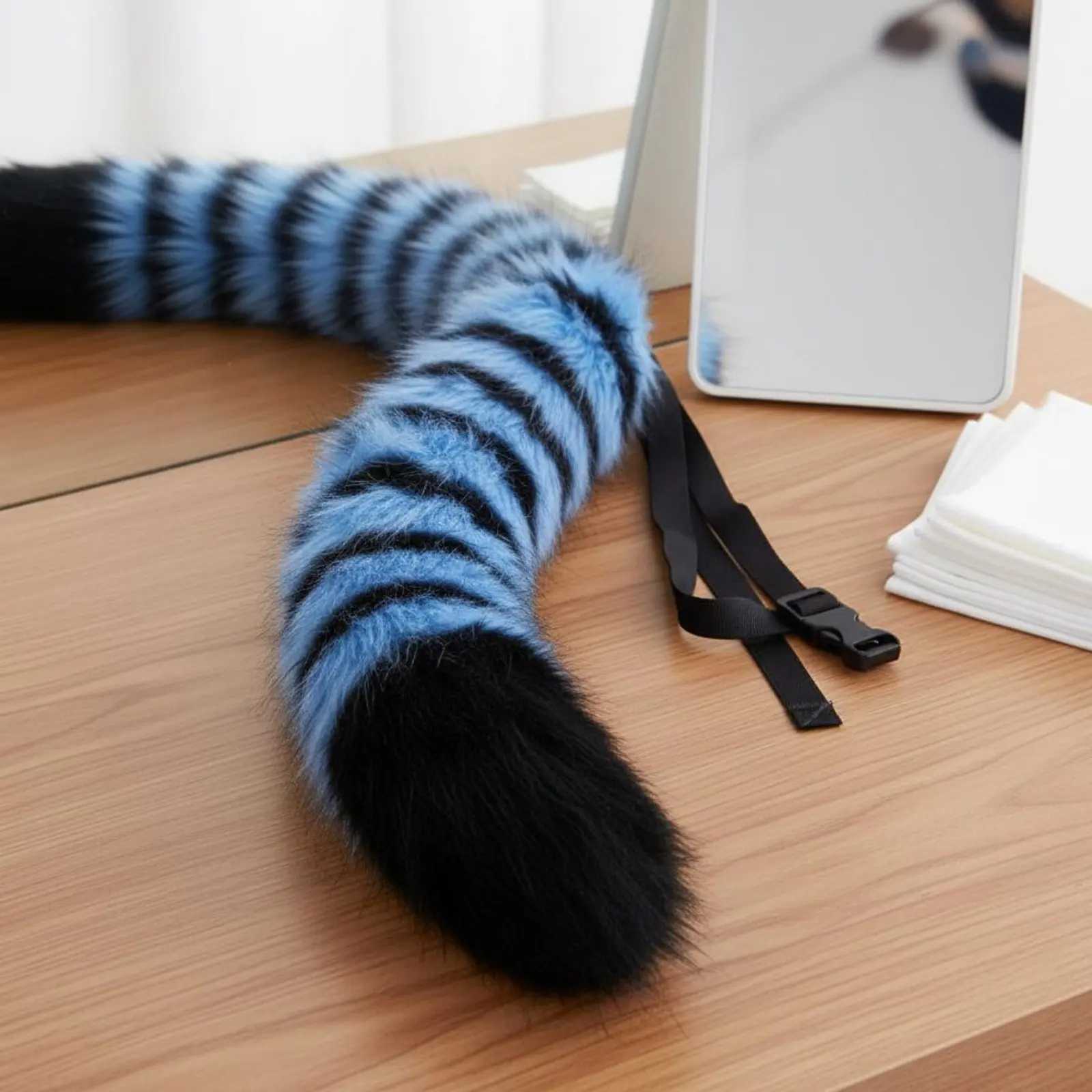 Furry Creature Ear Tail Costume Cosplay Prop Furry Ears and Tail Faux Plush Realistic Look for Stage Performance, Dress up Party