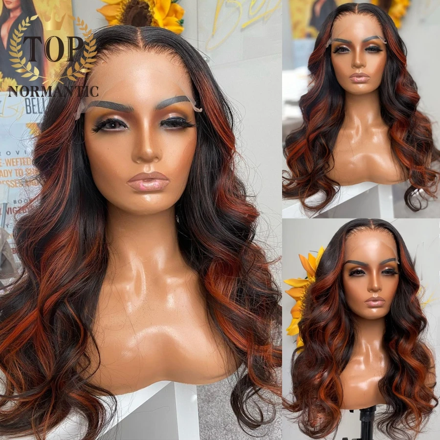 

Topnormantic Highlight Orange Color Body Wave Wig with Baby Hair 13x6 Lace Front Remy Brazilian Human Hair Wig for Women