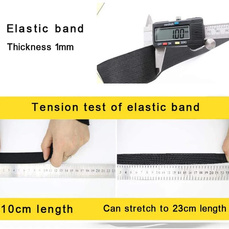 5 Meter Näh-Elastikband, schweres Stretch-Strick-Elastikband mit hoher Elastizität zum Nähen, elastischer Bund, Weiß, Schwarz, 10–60 mm