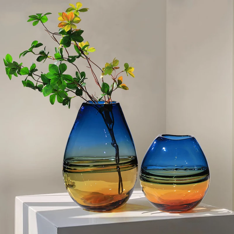 

High-end light luxury vase, flower arrangement exquisite creative glass decoration, entrance high-end ornament