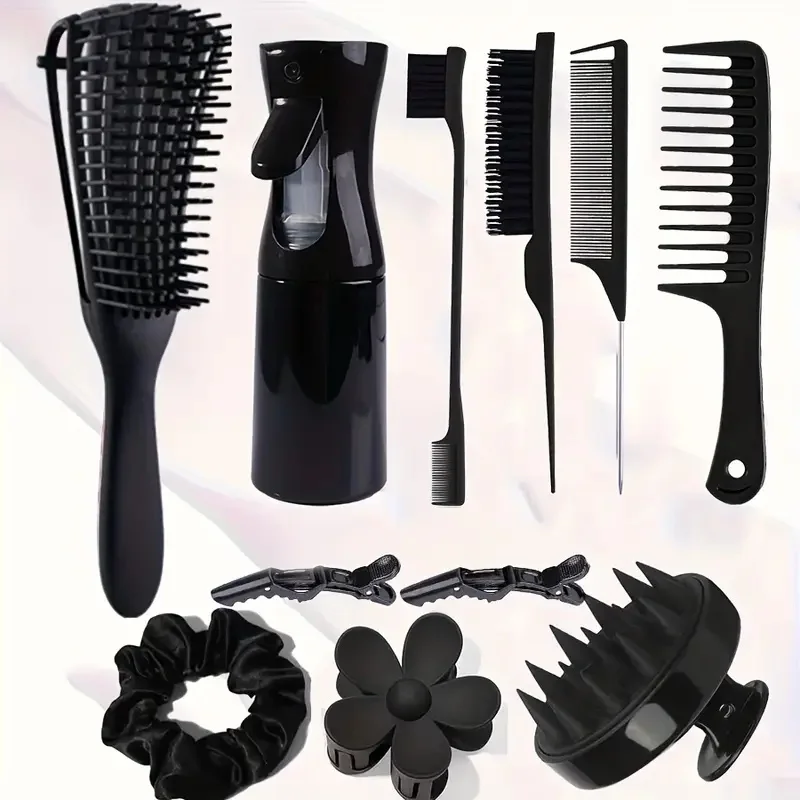

11 pcs Hair Brush Set,Detangling Brush Set for Curly Hair with Hair Spray Bottle, Hairbrush Set, Hair Scalp Massager Brush