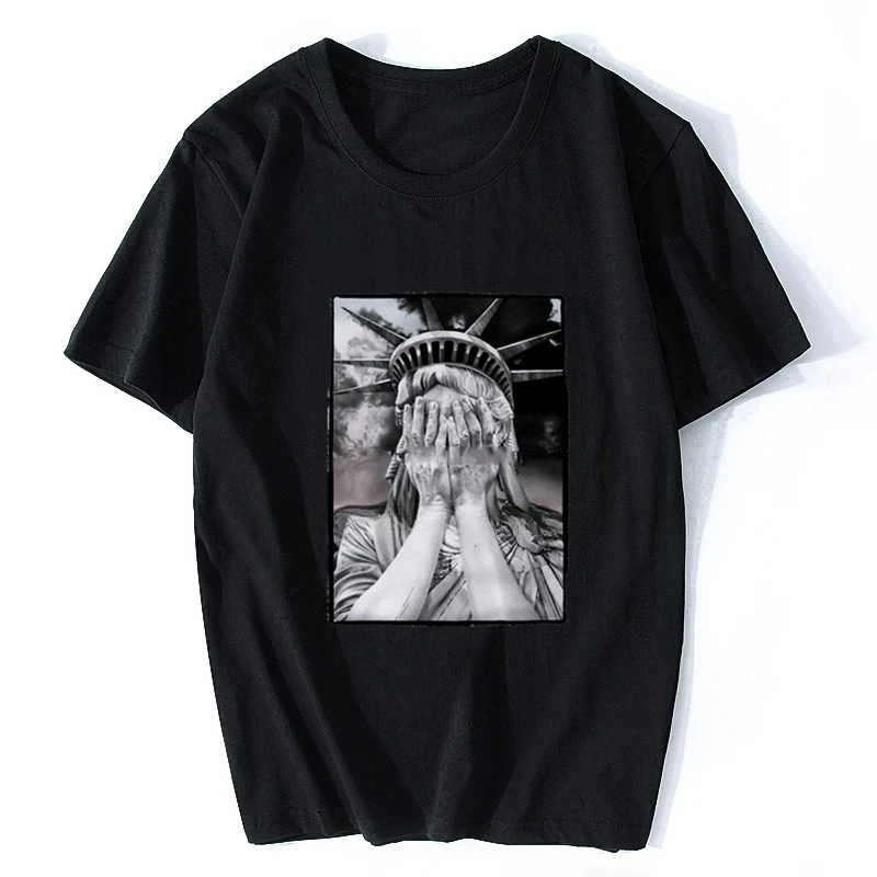 New Arrival T Shirt Statue Of Liberty New York Anti Ymcba  Trippy Funny Men Cotton Hip Hop Tees Tops Tshirt