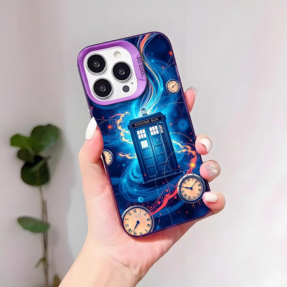 حافظة هاتف D-DoctorS W-Who لهاتف آيفون 17 16 15 14 13 12 11 Pro Max Plus Mini IMD لون فضي