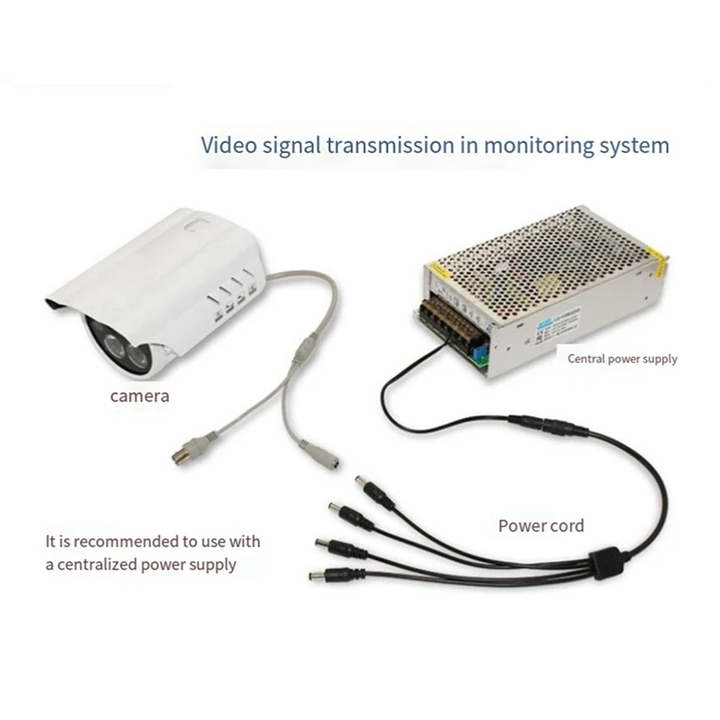 Kabel zasilający DC 1 na 4 wyjścia Kabel rozgałęźny 12 V do centralnego zasilania Akcesoria do monitorowania kamery