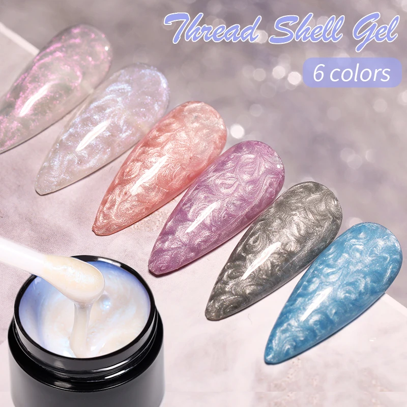 LIToxic-Verhéritage à Ongles Gel Effet Perle, Fil 3D, Bleu Aurora Shell Glitter, Semi Permanent Soak Off UV LED Nail Art Gel Varjuvenance