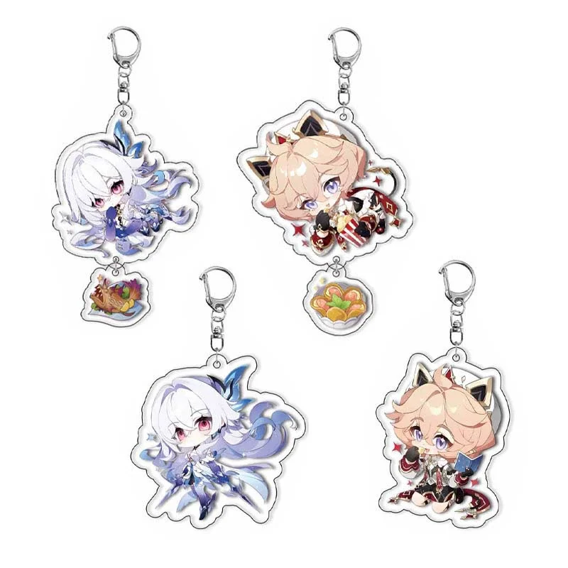1Pc Anime Game Genshin Mavuika Arlecchino Furina Pendant Acrylic Keychain Men's and Women's Car Keychains Gaming Peripherals