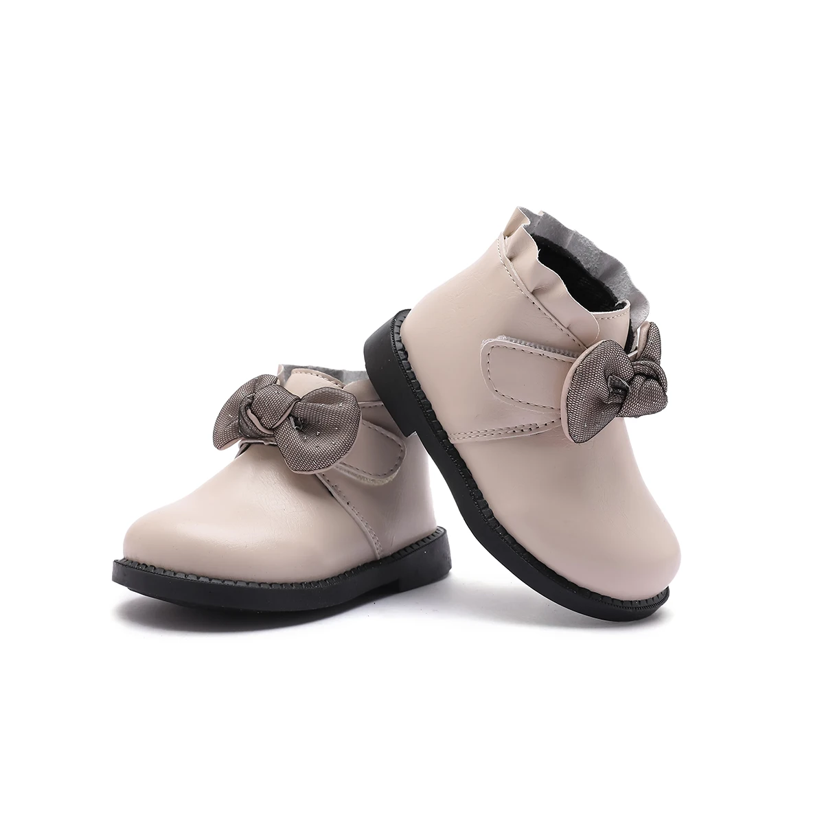 Baby Girls PU Leather Bow Shoes Spring and Fall New Female Baby Princess Boots Non-slip Soft Bottom Baby Walking Shoes