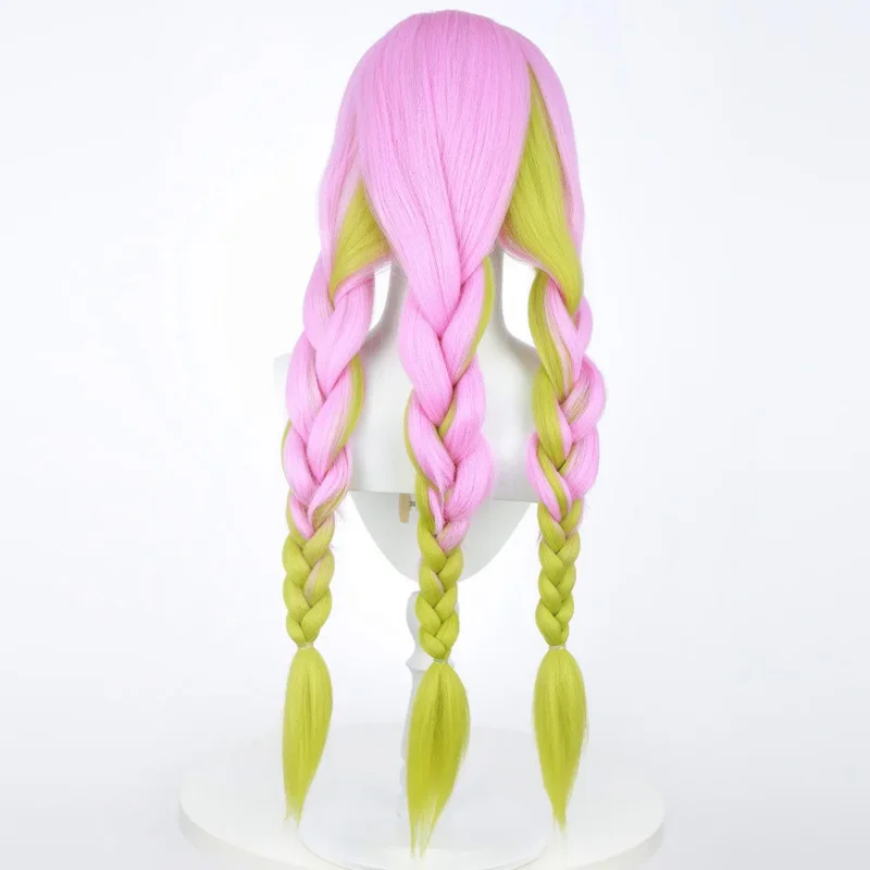 Mitsuri Kanroji parrucca Cosplay Demon Slayer Anime capelli colorati doppia coda di cavallo treccia Halloween cartone animato giapponese regali Cosplay