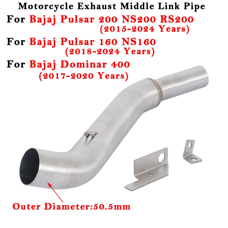 Motorcycle Exhaust Escape Muffler 51mm Middle Link Pipe For Bajaj Pulsar 200 160 NS200 RS200 NS160 Dominar 400 2015 - 2023 2024