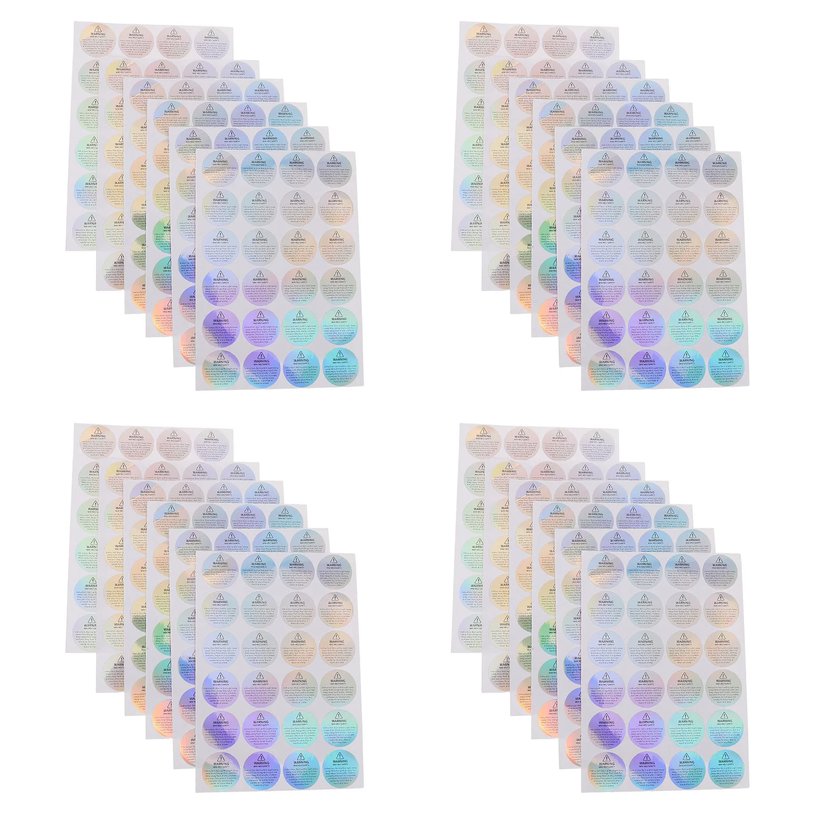 

20pcs Safety Stickers Waterproof Round Labels For Diy Making Silver Holographic Warning Decal Burn Safety Sticker