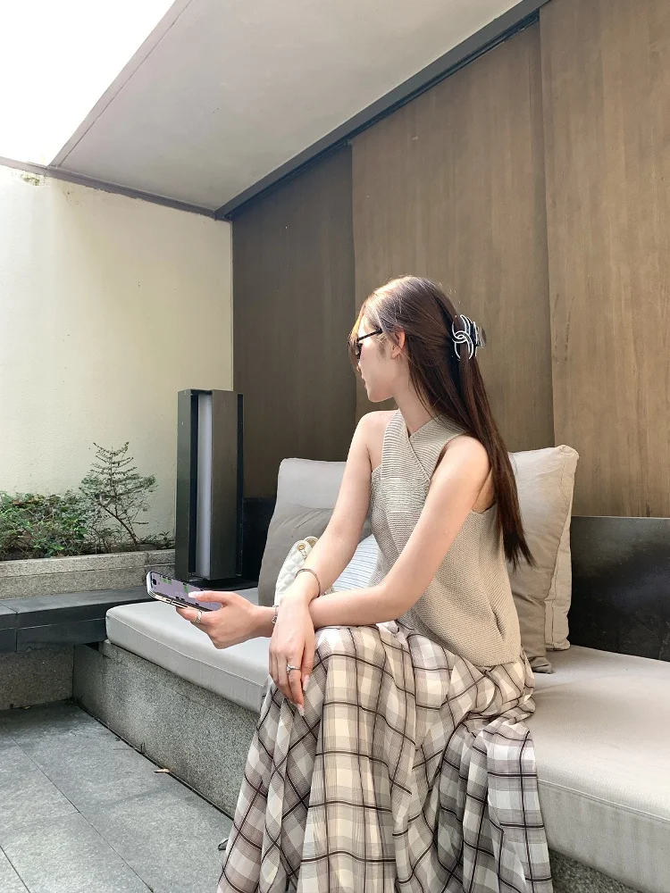 

Summer Ne Hanging Vest Women's Design Svel Cross Front Strapl Ba Top Cotton Polyester Blend Regular Fit