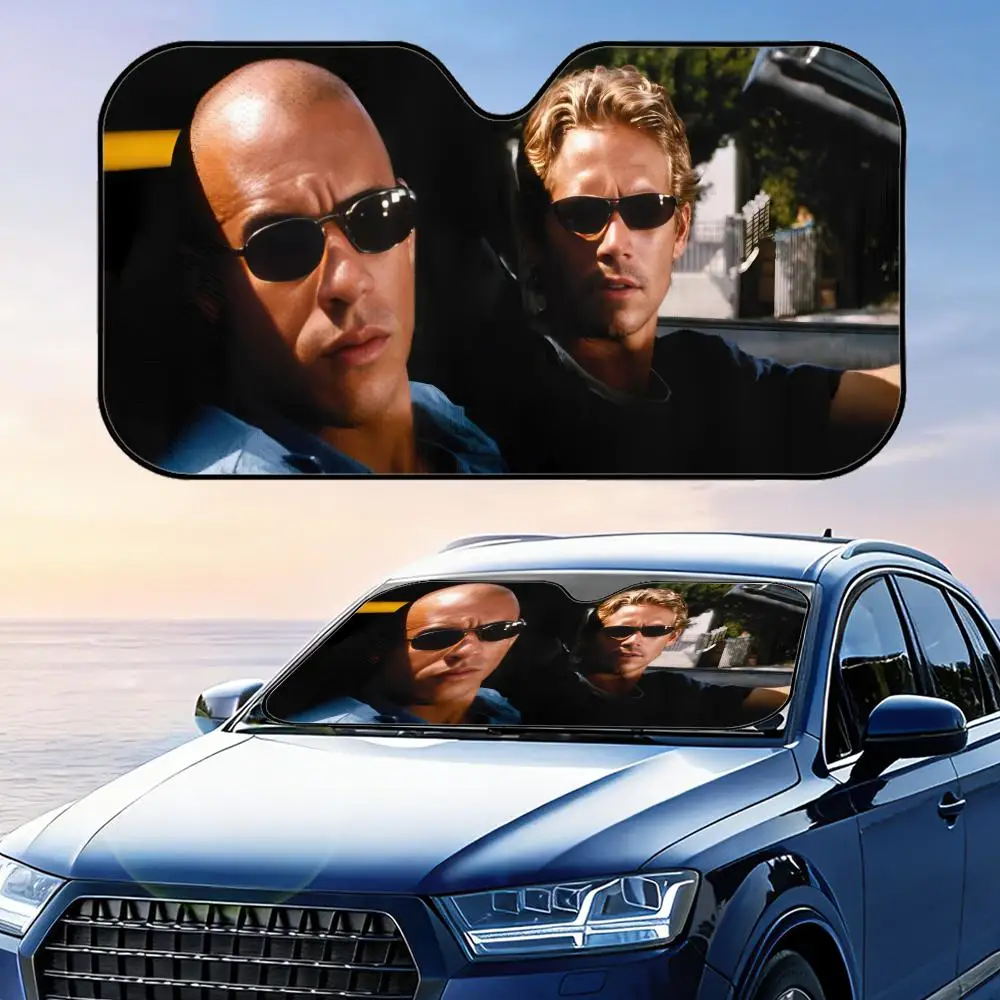 Movie F-Fast F-Furious Sun Visor Reusable Aluminum Foil Car Sunshade UV Protection Heat Insulation Windshield Cover