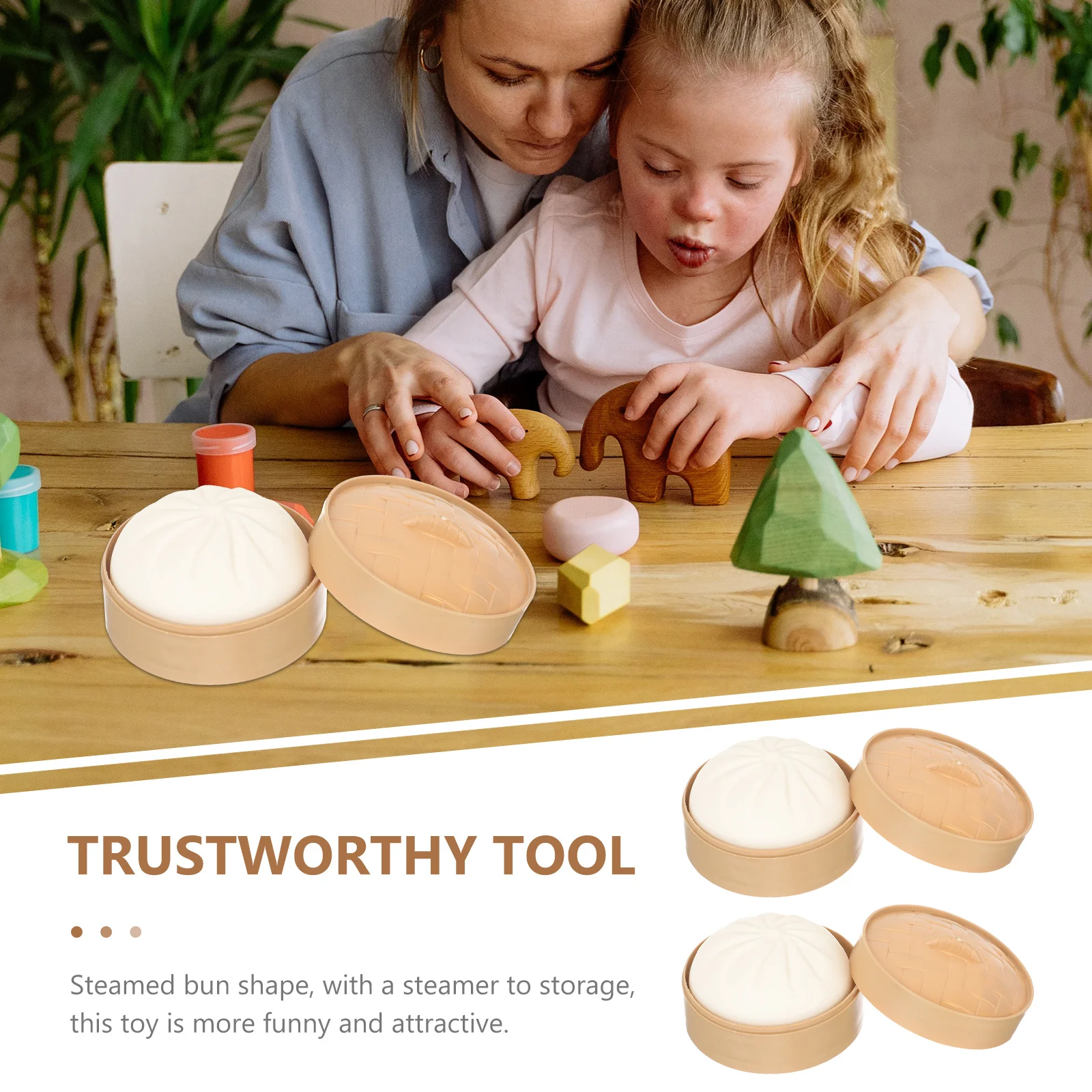 

2pcs Squeezing Dumpling Bun Shape Stress Relief Squeeze Sensory Fidget For Kids Adults Anxiety Release Tpr Abs Stretchy Pressure