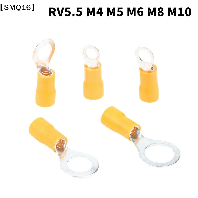 10/50 Pcs RV5.5 M4M5M6M8M10 Yellow 12-10AWG Ring Crimp Terminal Insulated Electrical Cable Wire Connector【SMQ】
