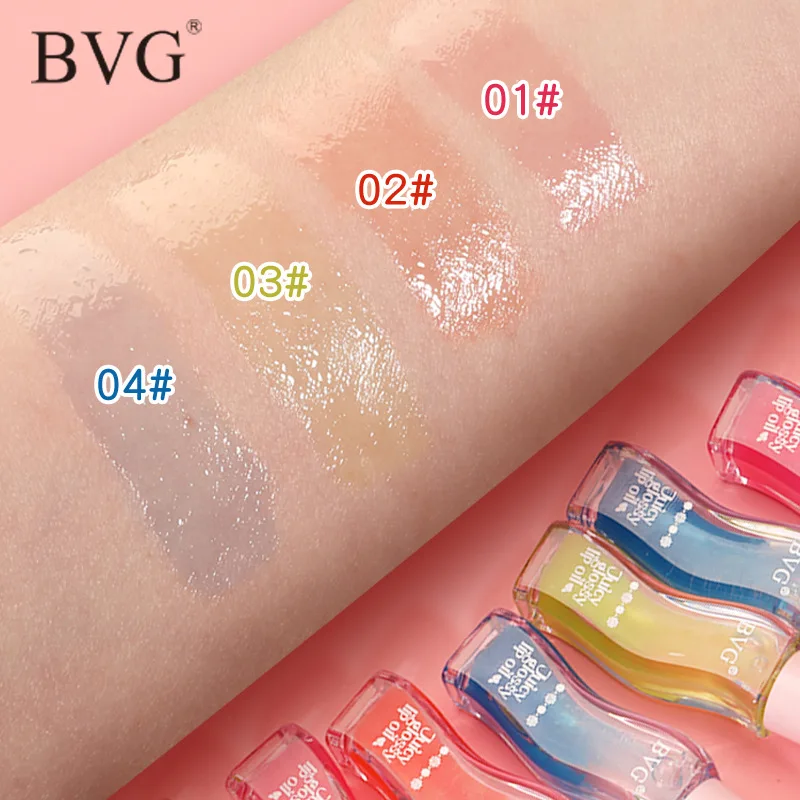 Wave Bottle Juicy Lip Oil Transparent Glossy Lip Plumper Moisturizing Lip Gloss Daily Lip Makeup