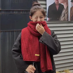 Knitted Scarf Women's Winter Versatile Girl Student Solid Color Bib Trend Men's Warm Wrap Apparel Shawl