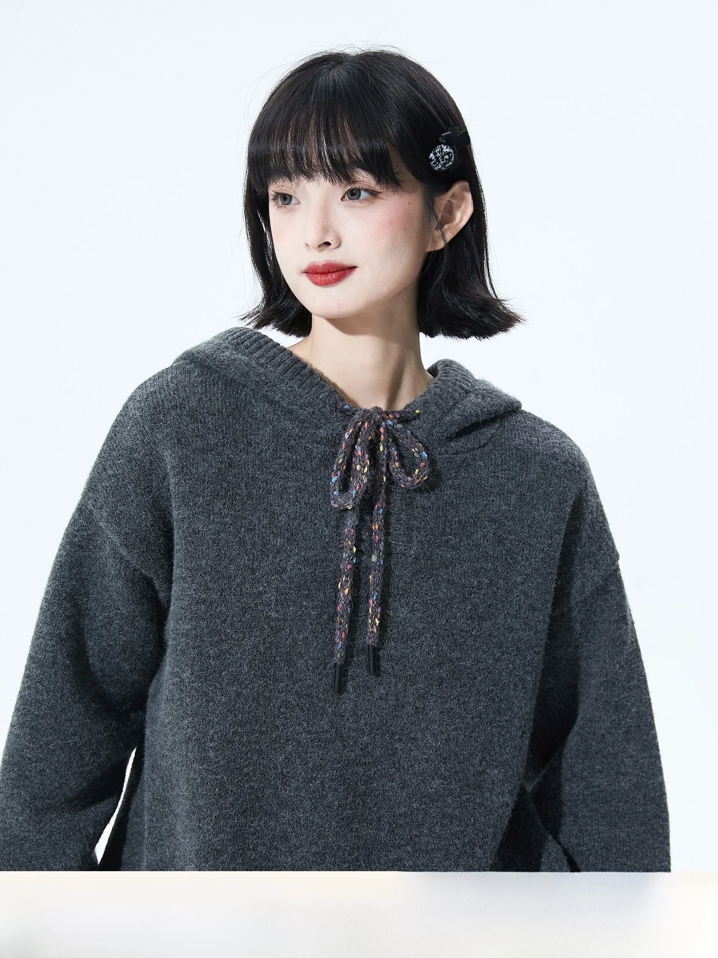 

ay Lazy Sle Knitted Hat Sweatirt Women's Winter Dstring Base irt Soft Polyester Nylon Fiber Long Sve Casual Wear