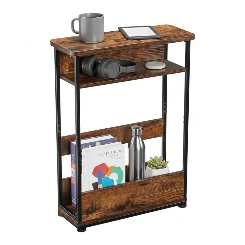 

Side Table, 3 Tier Slim End Table With Storage Shelf, Modern Sofa Table Side Table Narrow And Small Spaces, Bedside Table Small