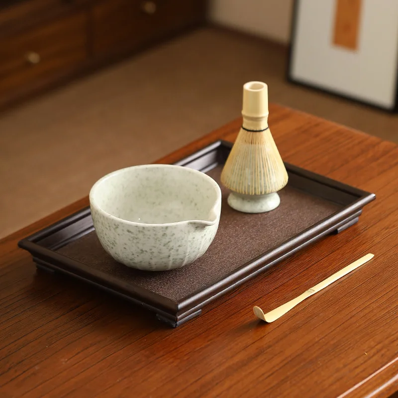 

Japanese Matcha Bowl Set with Transparent Glaze Spout Tea Brush Whisk Scoop Song Dynasty Tea Ceremony