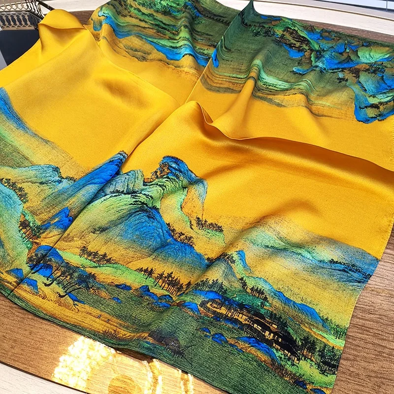 

100% Silk Neckerchief Wraps Women Bandana Scarf 2022 Popular Prints Head Neck Hair Scarves 65*65cm